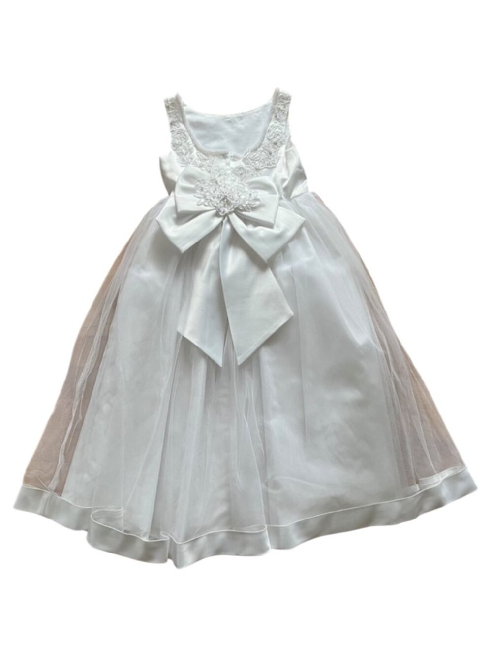 Y2K Lady Eleanor David's Bridal White Special Event Dress - Size Youth Girls 4 - Picture 1 of 6